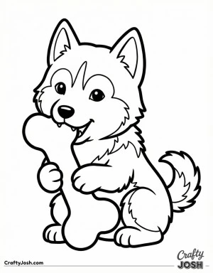 Husky puppy with bone