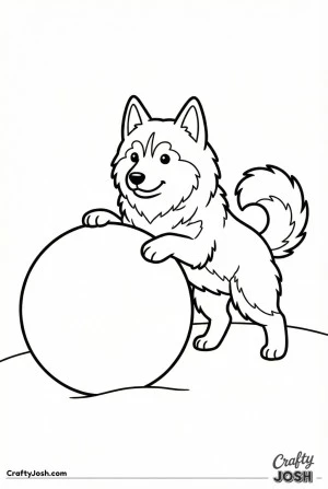 Husky with giant snowball