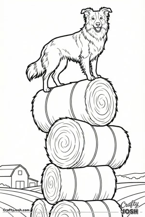 Kawaii border collie hay bale