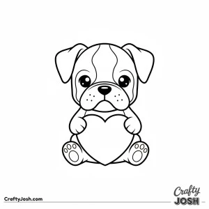 Kawaii boxer holding heart