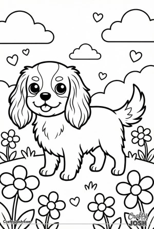 Kawaii cavalier in flower meadow