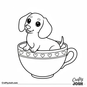 Kawaii dachshund in teacup