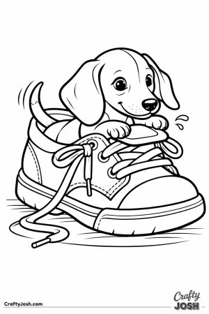 Kawaii dachshund puppy in shoe