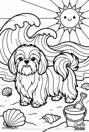 Kawaii shih tzu beach day