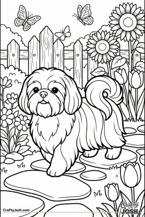 Kawaii shih tzu garden adventure path