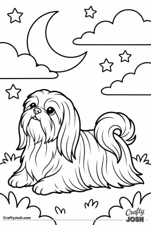 Kawaii shih tzu stargazing night
