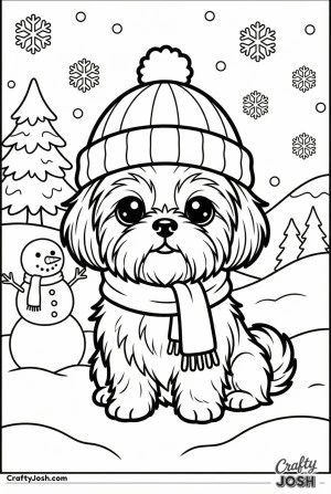 Kawaii shih tzu winter wonderland