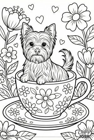 Kawaii yorkshire terrier in teacup