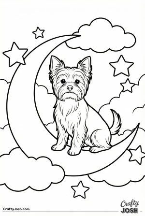 Kawaii yorkshire terrier on moon