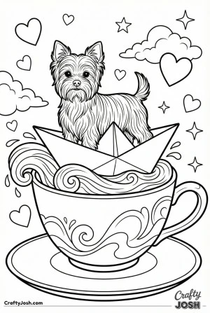Kawaii yorkshire terrier paper boat