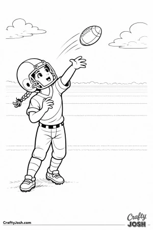 A young quarterback lofts a gentle forward pass while watching the ball rise into the air over the middle of the field