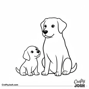 Labrador adult and puppy