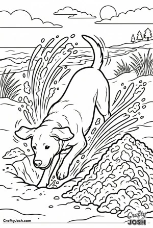 Labrador digging in sand