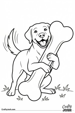 Labrador hugging bone