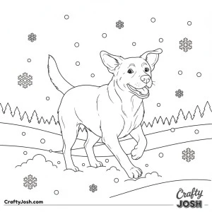 Labrador running in snow