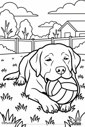 Labrador sleeping with ball