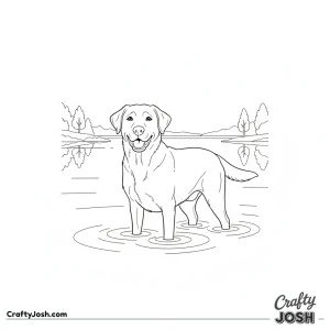 Labrador standing in lake