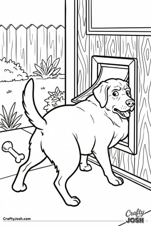 Labrador stuck in dog door