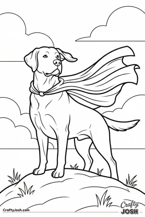 Labrador superhero with cape