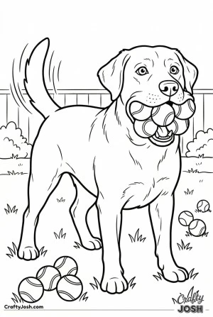 Labrador with too many tennis balls