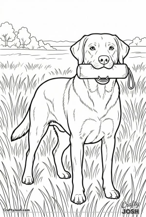 Labrador with training dummy