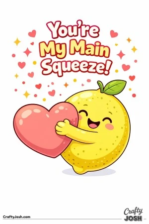 Add a splash of sweetness to Valentine’s Day with this “You’re My Main Squeeze!” lemon coloring page! Featuring a cheerful lemon hugging a ..