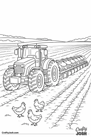 Modern tractor pulling plow