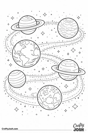 Several planets float in space and are connected by curving bridges of light, with stars scattered all around them