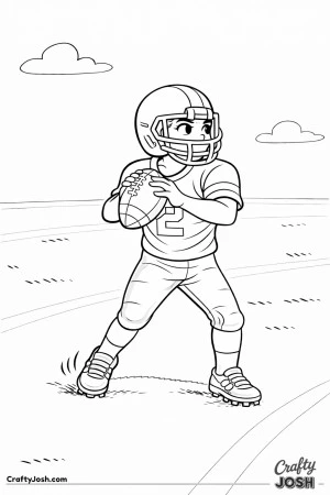 A young quarterback holds the football after a play-action fake while turning his head downfield to prepare a pass