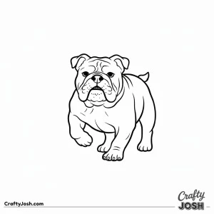 Playful bulldog trotting forward