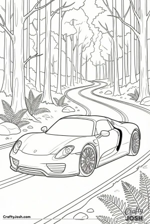 Porsche in forest