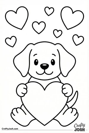 Puppy holding heart