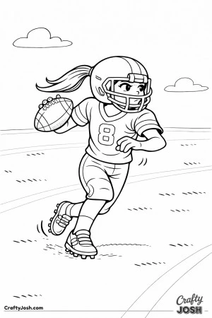 A young quarterback rolls to the right while preparing to throw the football and scanning downfield