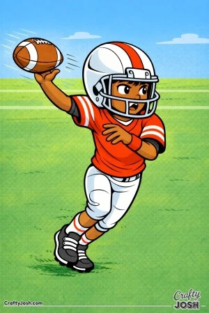 A youth quarterback releases a fast pass with urgency while keeping his eyes locked forward during the play