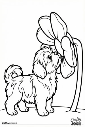 Shih tzu puppy with flower