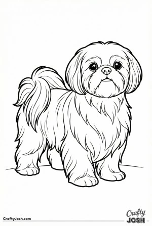 Shih tzu standing three quarter view