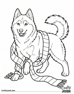 Silly husky with scarf