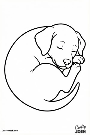 Sleeping curled puppy