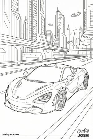 Supercar in futuristic city