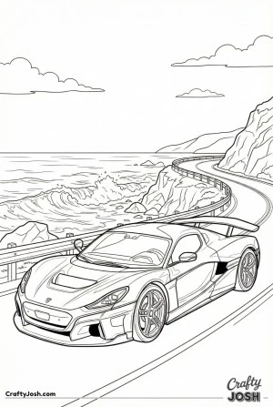 Supercar on coastal road