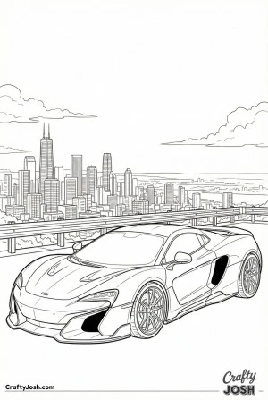 Supercar outside city