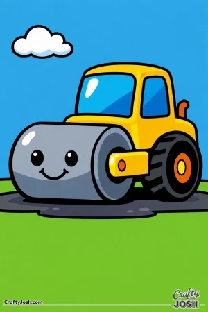 This simple road roller features a big front drum and rounded shapes designed especially for toddlers ages 2–4