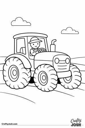 Tractor farmer coloring page