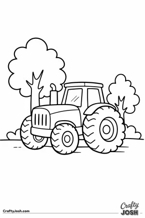 Tractor near trees on hill