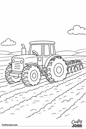 Tractor pulling plow farmland