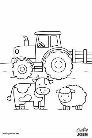 Tractor with farm animals