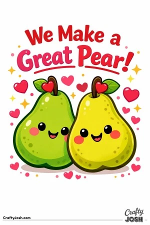 Celebrate Valentine’s Day with this adorable “We Make a Great Pear!” coloring page featuring two sweet smiling pears.