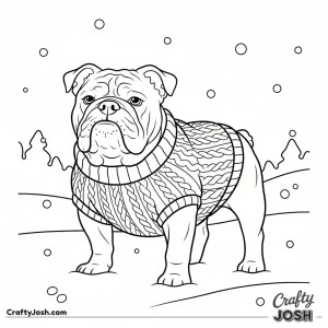 Winter bulldog wearing sweater