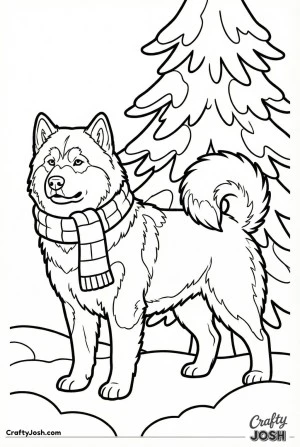 Winter scarf alaskan malamute