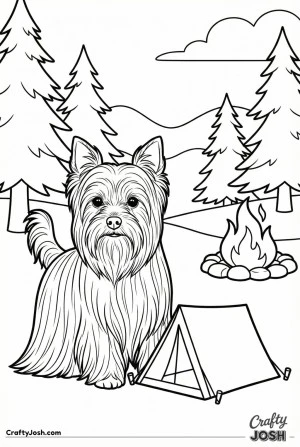 Yorkshire terrier camping scene